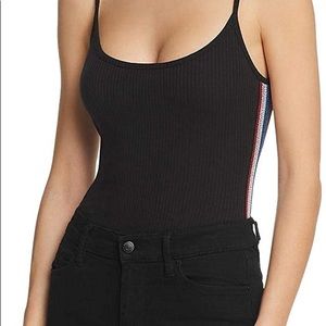 Honey Punch Women’s Metallic Striped Bodysuit Black M